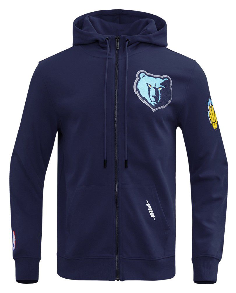 Pro Standard Men's Memphis Grizzlies Navy Classic Chenille Full Zip Hoodie product image
