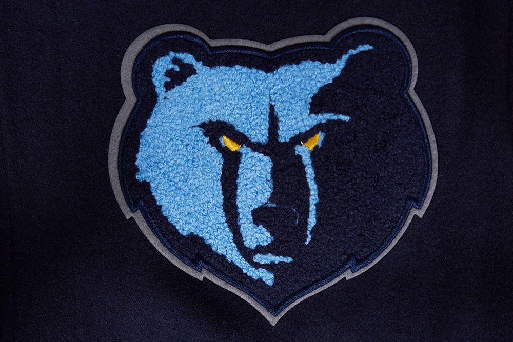 Pro Standard Men's Memphis Grizzlies Navy Script Tail Rib Wool Varsity Jacket product image