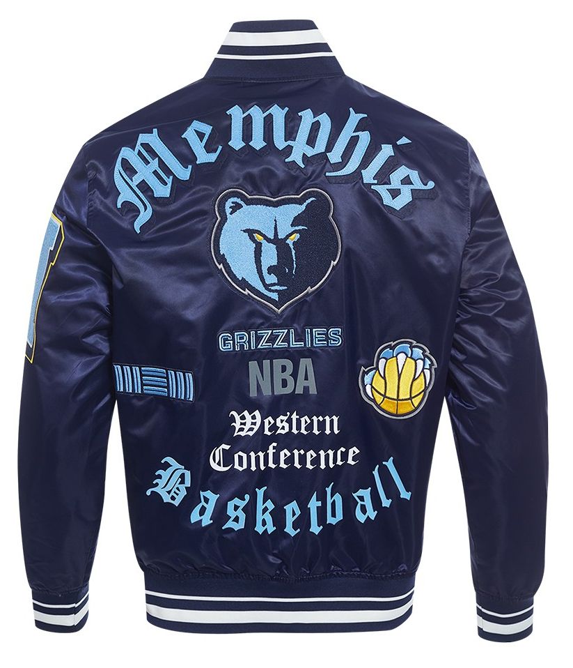 Pro Standard Men's Memphis Grizzlies Navy Old English Rib Satin Jacket product image