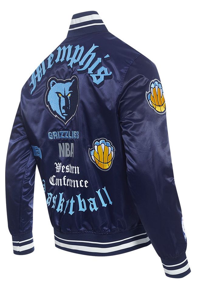 Pro Standard Men's Memphis Grizzlies Navy Old English Rib Satin Jacket product image