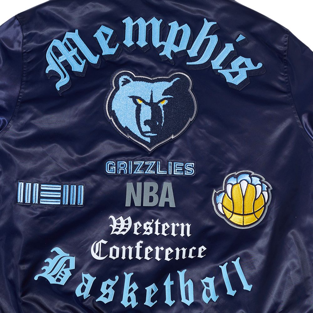 Pro Standard Men's Memphis Grizzlies Navy Old English Rib Satin Jacket product image