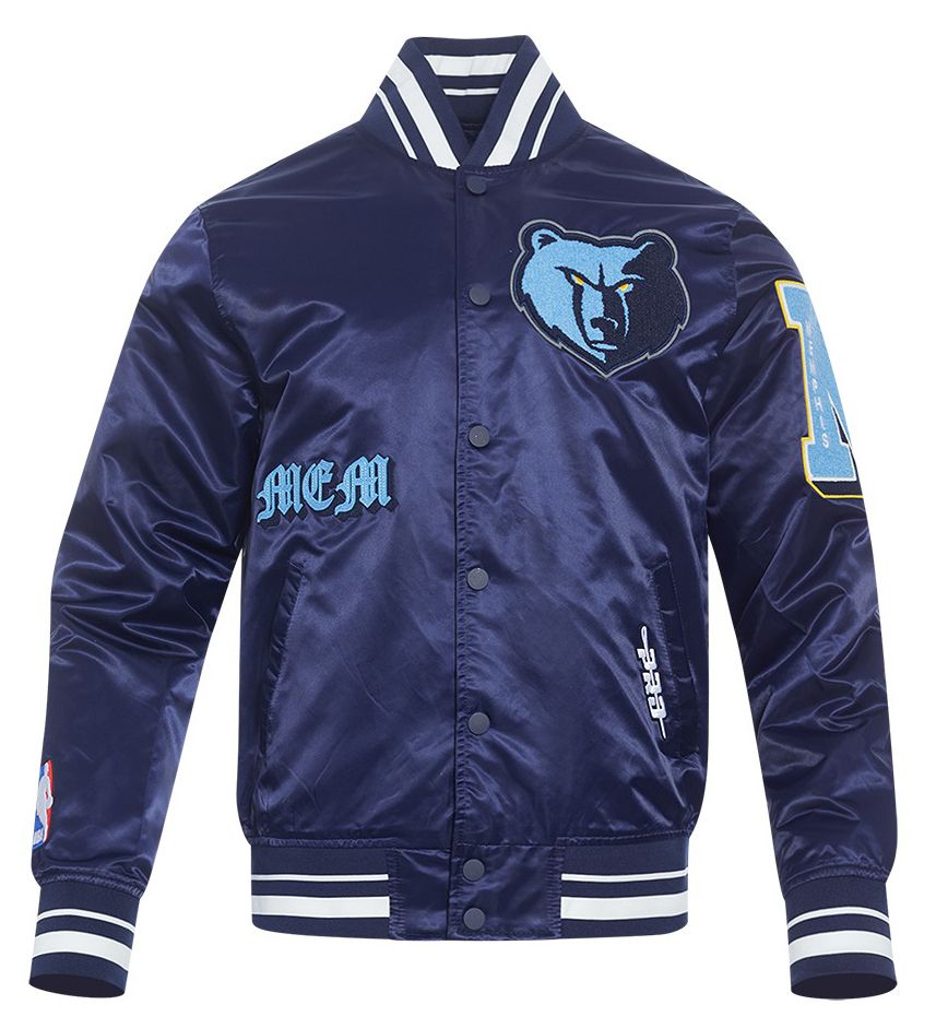 Pro Standard Men's Memphis Grizzlies Navy Old English Rib Satin Jacket product image