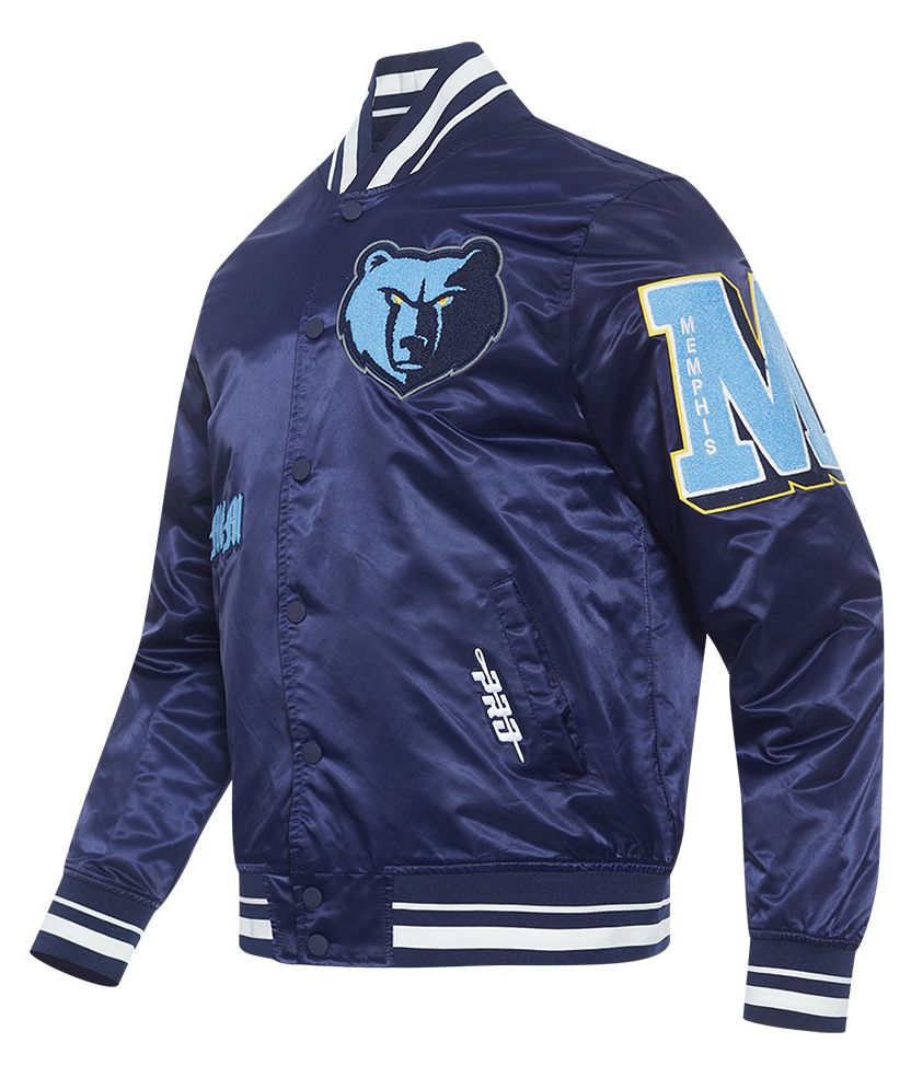 Pro Standard Men's Memphis Grizzlies Navy Old English Rib Satin Jacket product image