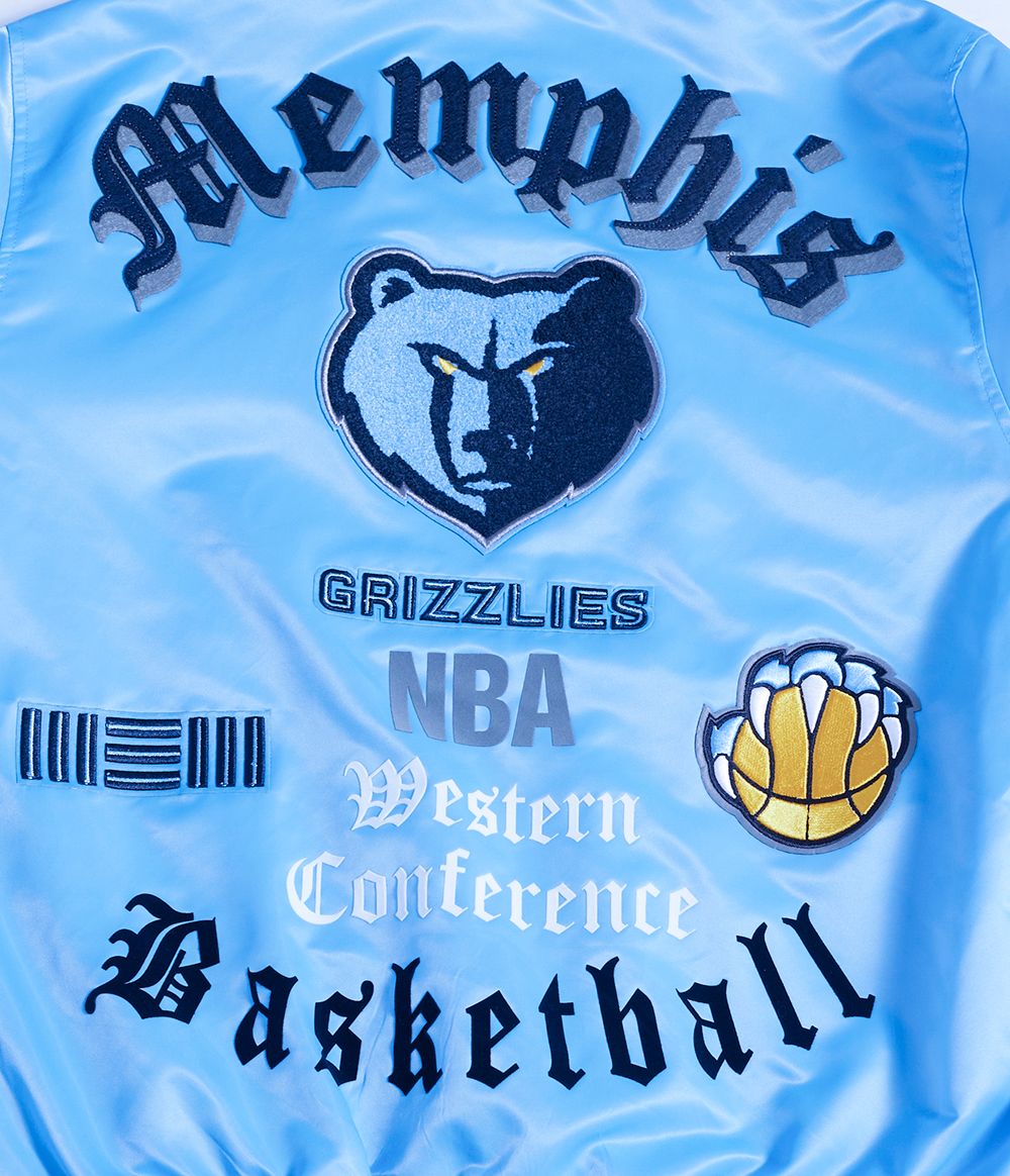 Pro Standard Men's Memphis Grizzlies Blue Old English Rib Satin Jacket product image