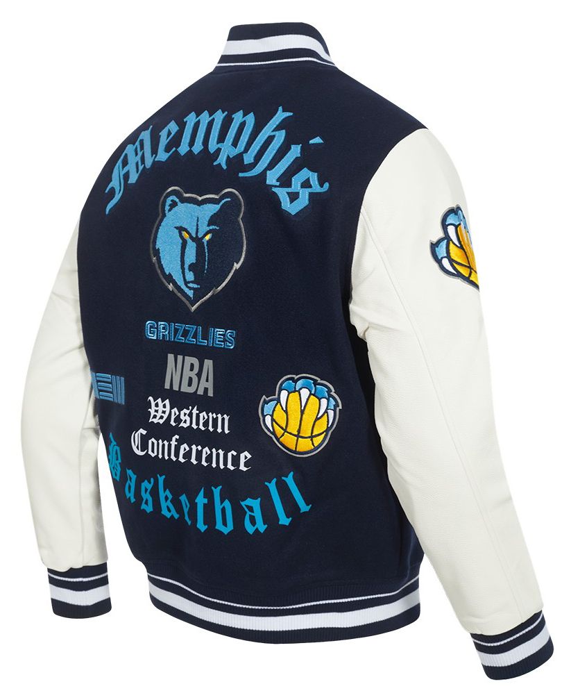 Pro Standard Men's Memphis Grizzlies Navy Old English Rib Wool Varsity Jacket product image