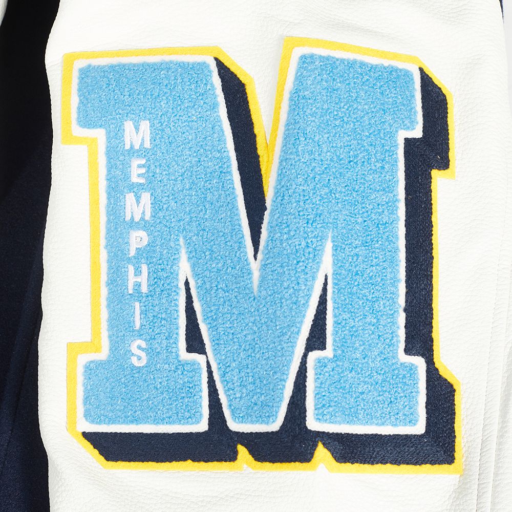 Pro Standard Men's Memphis Grizzlies Navy Old English Rib Wool Varsity Jacket product image