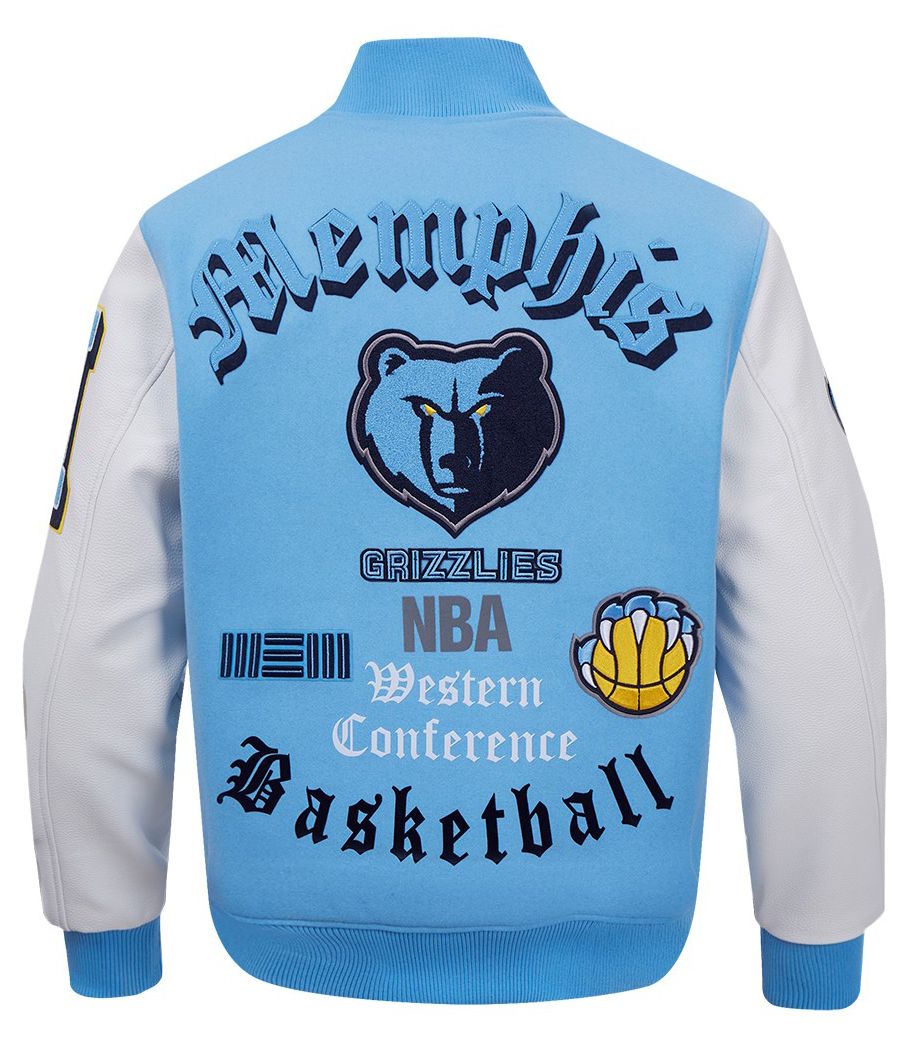 Pro Standard Men's Memphis Grizzlies Blue Old English Rib Wool Varsity Jacket product image