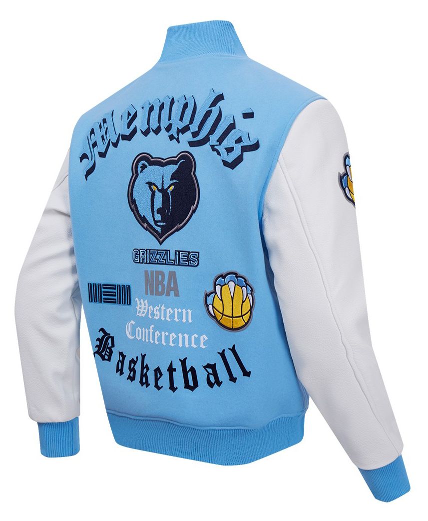 Pro Standard Men's Memphis Grizzlies Blue Old English Rib Wool Varsity Jacket product image
