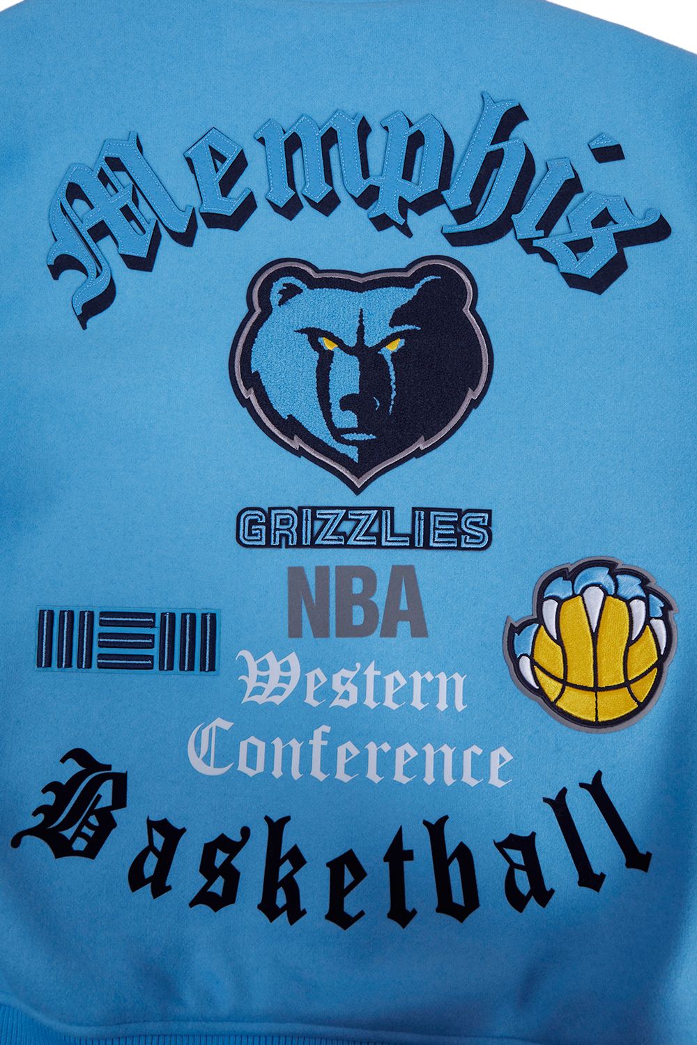 Pro Standard Men's Memphis Grizzlies Blue Old English Rib Wool Varsity Jacket product image