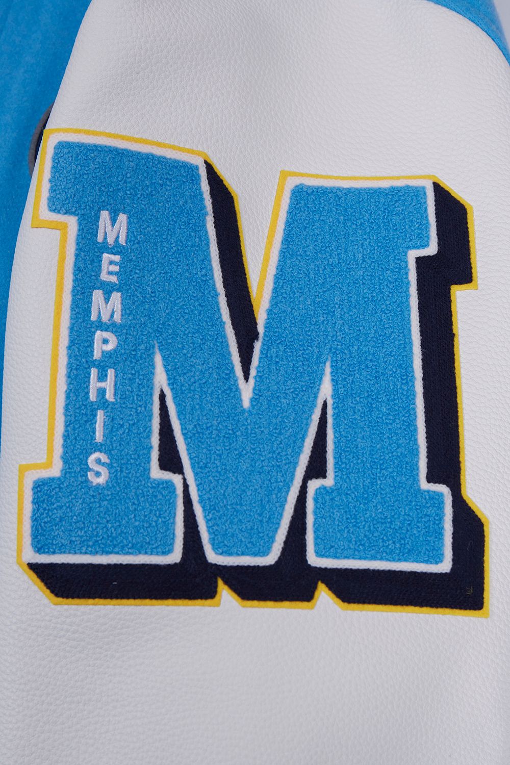 Pro Standard Men's Memphis Grizzlies Blue Old English Rib Wool Varsity Jacket product image