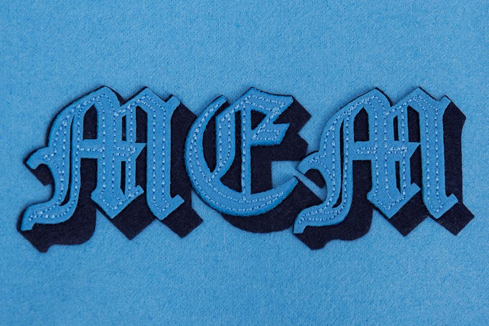 Pro Standard Men's Memphis Grizzlies Blue Old English Rib Wool Varsity Jacket product image