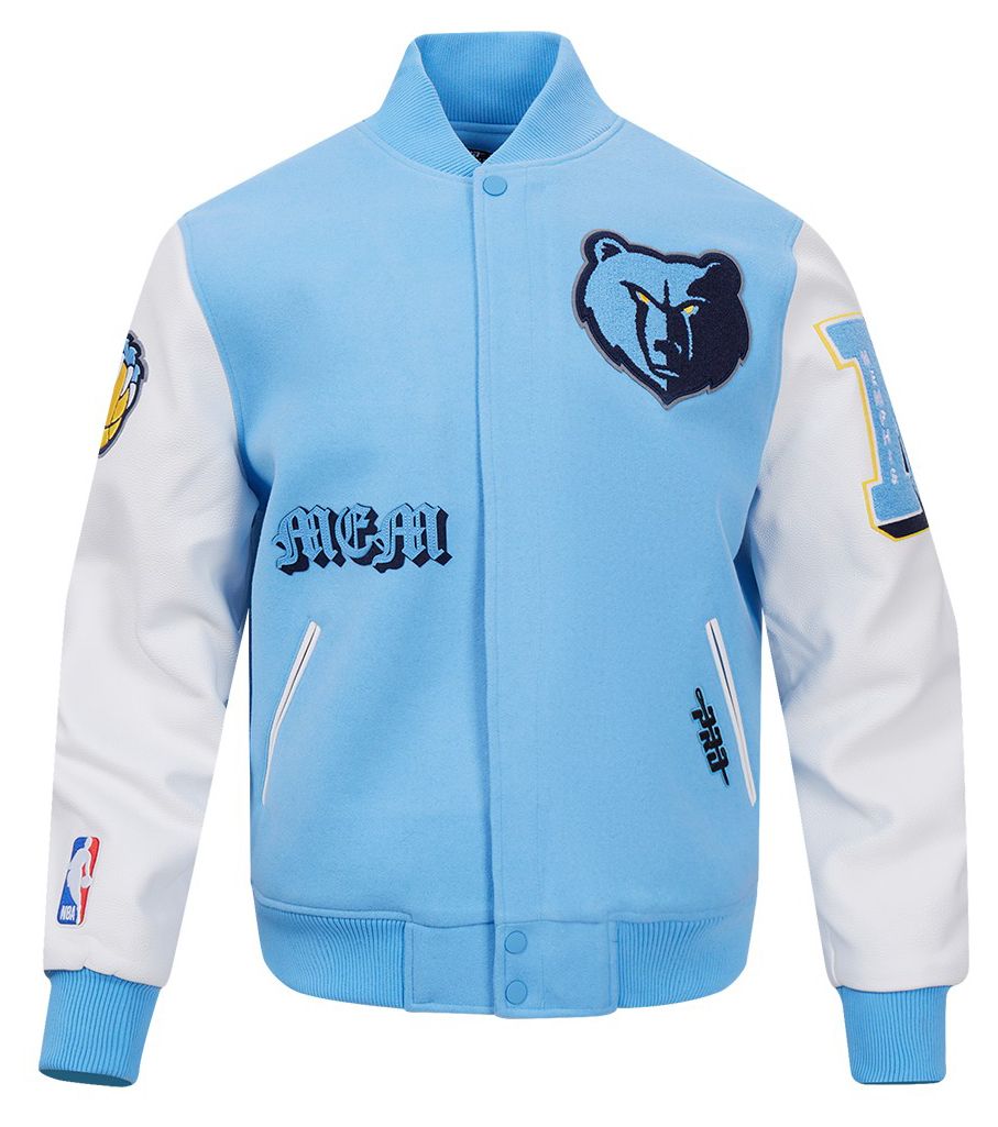 Pro Standard Men's Memphis Grizzlies Blue Old English Rib Wool Varsity Jacket product image