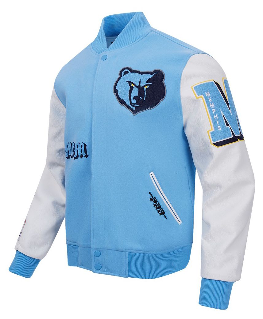 Pro Standard Men's Memphis Grizzlies Blue Old English Rib Wool Varsity Jacket product image