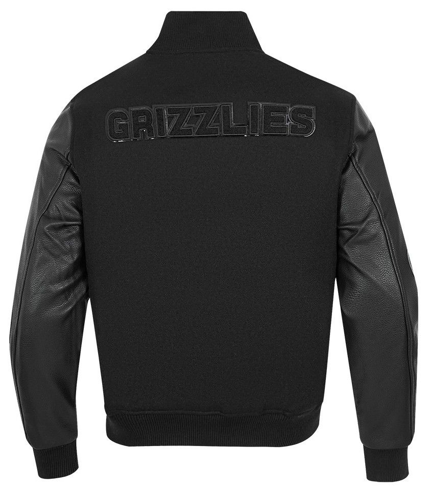 Pro Standard Men's Memphis Grizzlies Triple Black Wool Varsity Jacket product image