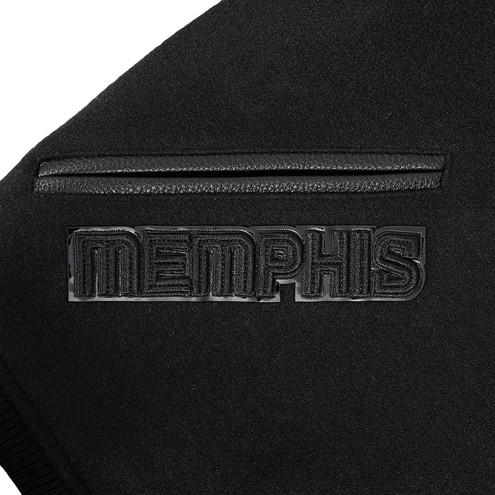 Pro Standard Men's Memphis Grizzlies Triple Black Wool Varsity Jacket product image