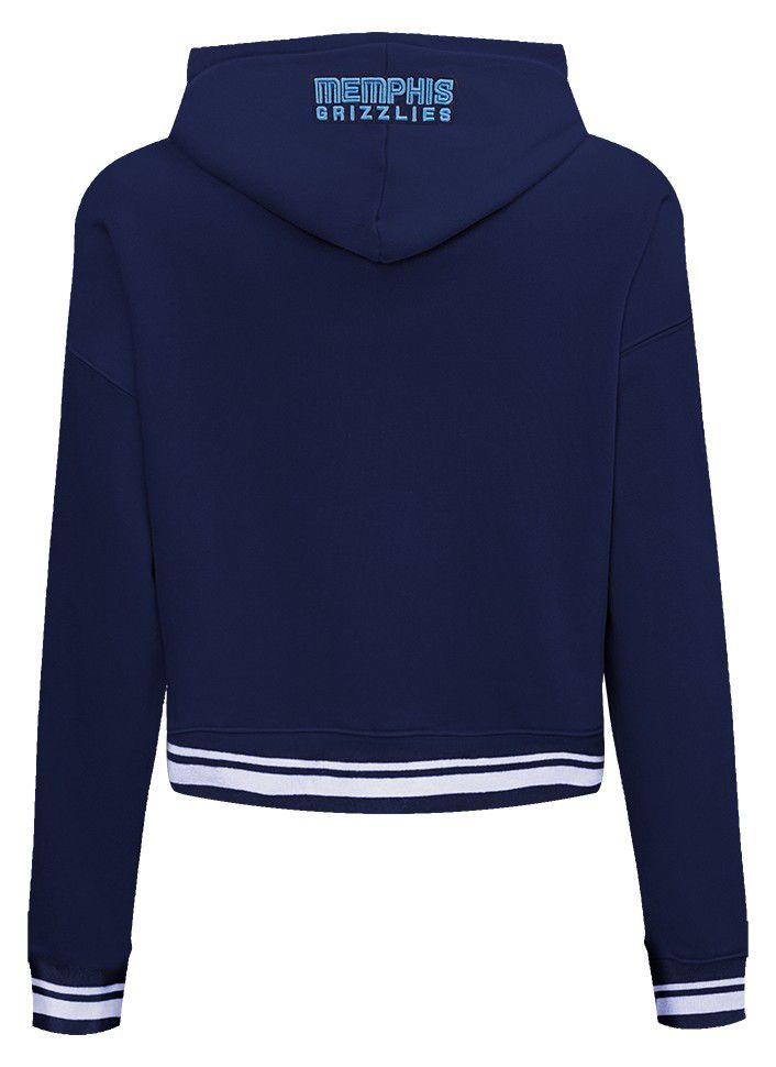 Pro Standard Women's Memphis Grizzlies Navy Script Tail Rib Cropped Fleece Pullover Hoodie product image