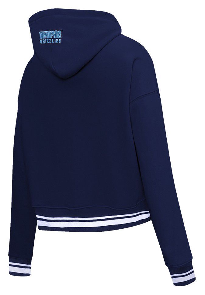 Pro Standard Women's Memphis Grizzlies Navy Script Tail Rib Cropped Fleece Pullover Hoodie product image