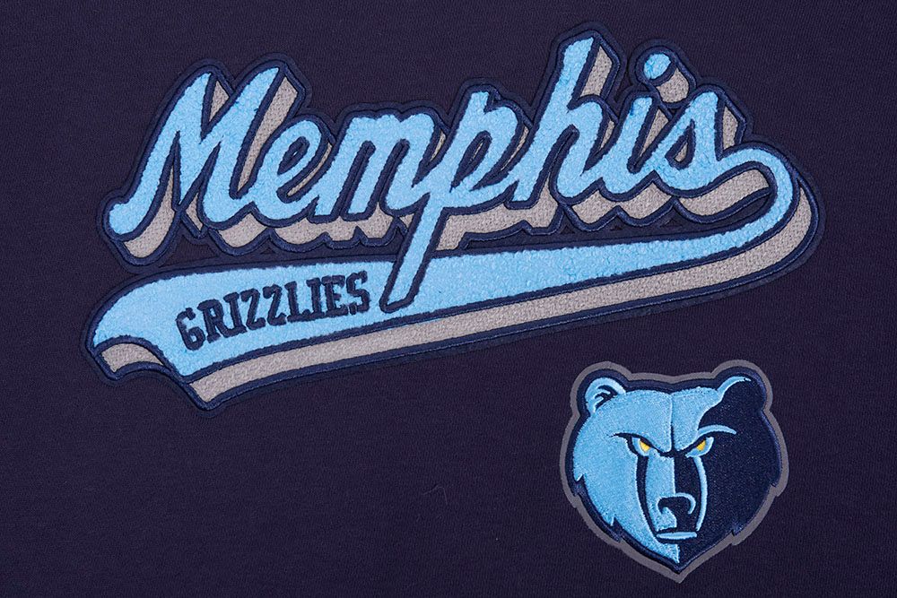 Pro Standard Women's Memphis Grizzlies Navy Script Tail Rib Cropped Fleece Pullover Hoodie product image