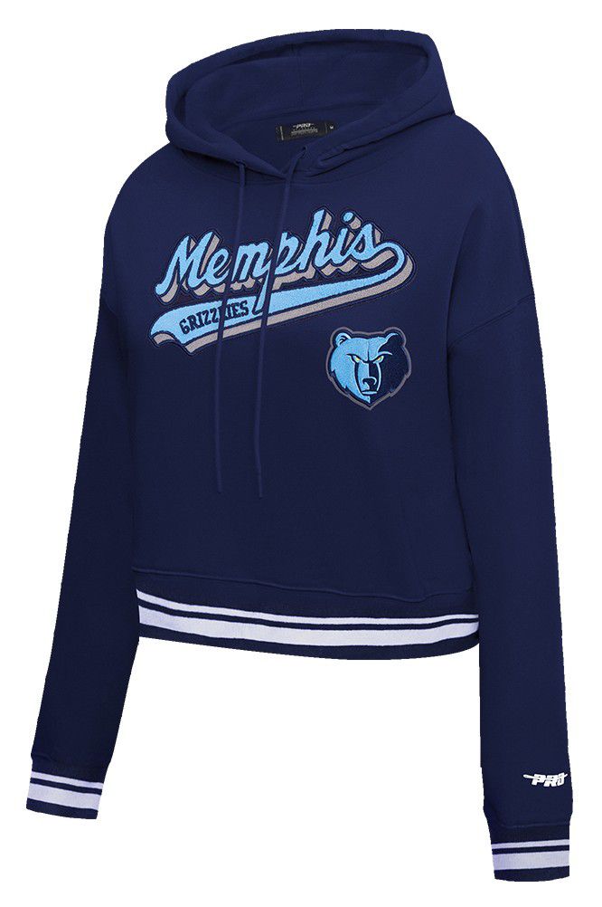 Pro Standard Women's Memphis Grizzlies Navy Script Tail Rib Cropped Fleece Pullover Hoodie product image