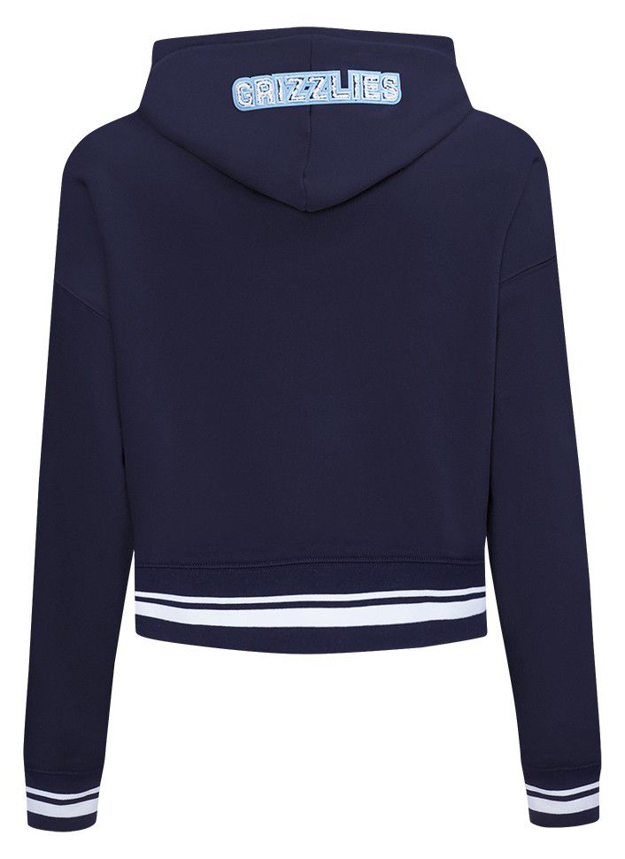 Pro Standard Women's Memphis Grizzlies Navy Mash Up Rib Cropped Fleece Pullover Hoodie product image