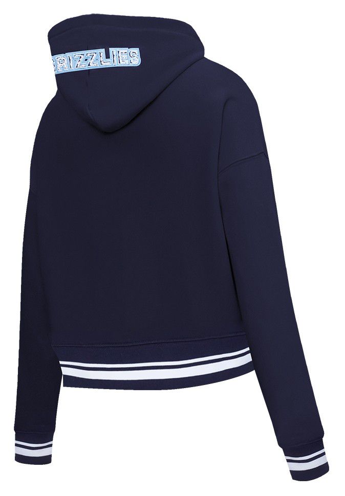 Pro Standard Women's Memphis Grizzlies Navy Mash Up Rib Cropped Fleece Pullover Hoodie product image
