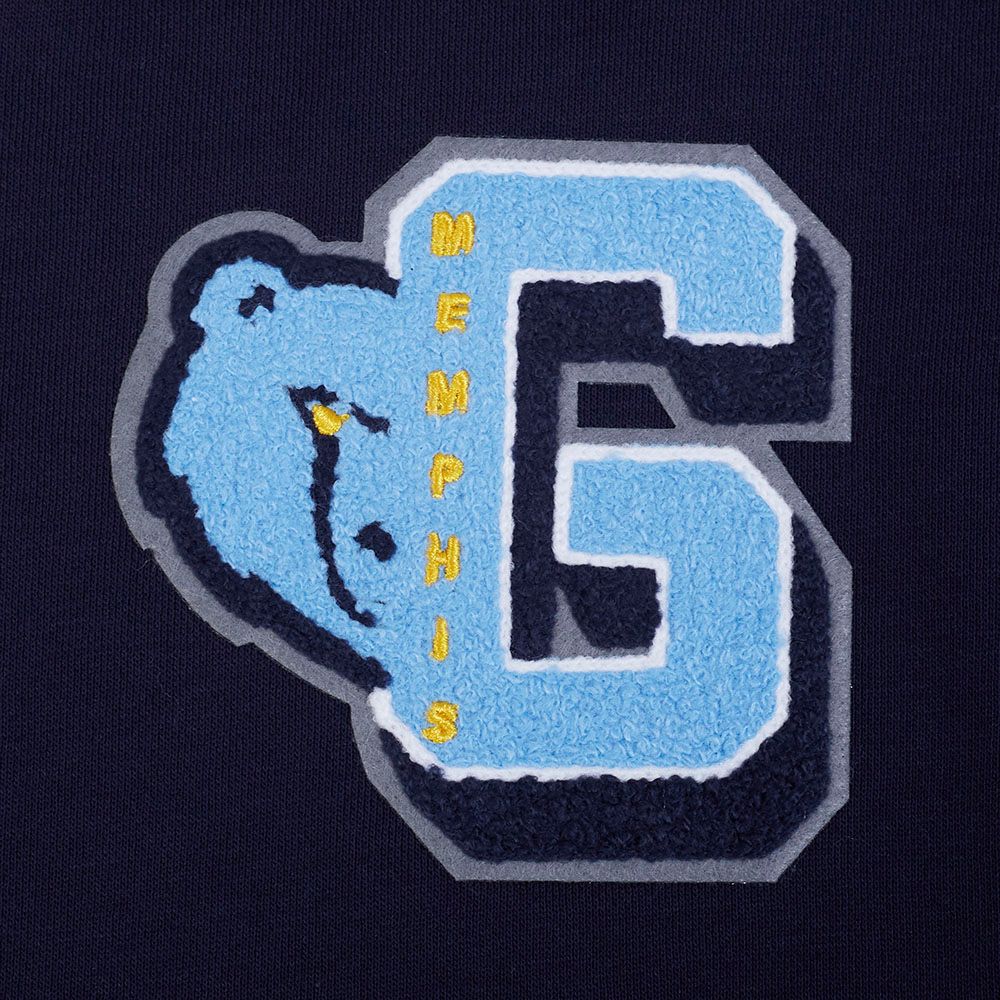 Pro Standard Women's Memphis Grizzlies Navy Mash Up Rib Cropped Fleece Pullover Hoodie product image
