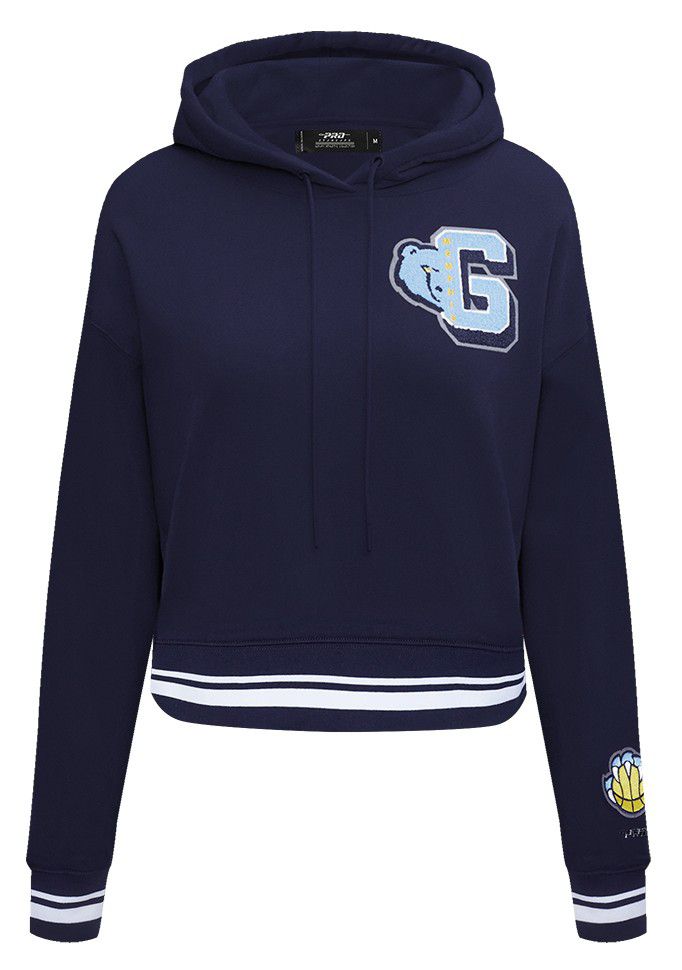 Pro Standard Women's Memphis Grizzlies Navy Mash Up Rib Cropped Fleece Pullover Hoodie product image