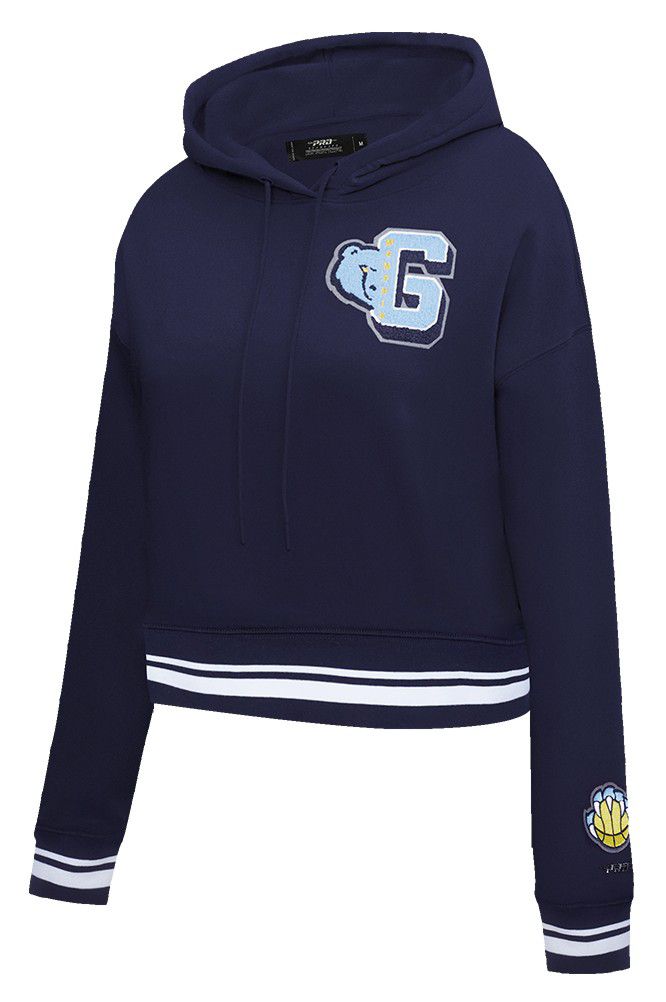 Pro Standard Women's Memphis Grizzlies Navy Mash Up Rib Cropped Fleece Pullover Hoodie product image