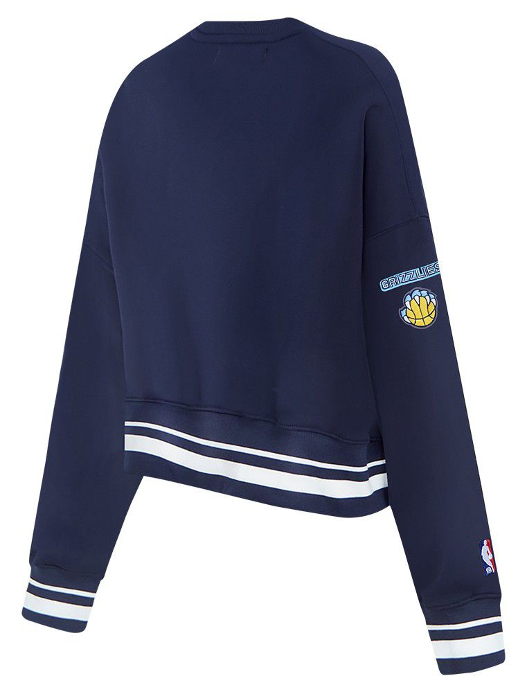 Pro Standard Women's Memphis Grizzlies Navy Mash Up Rib Fleece Crewneck Sweatshirt product image