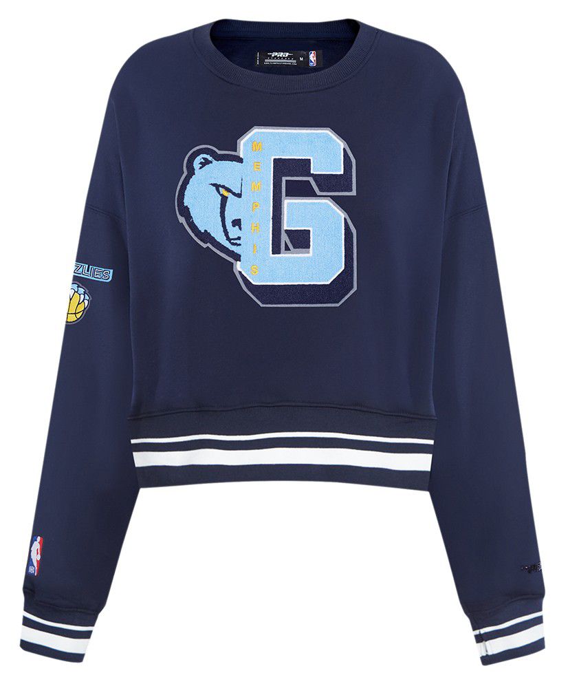 Pro Standard Women's Memphis Grizzlies Navy Mash Up Rib Fleece Crewneck Sweatshirt product image