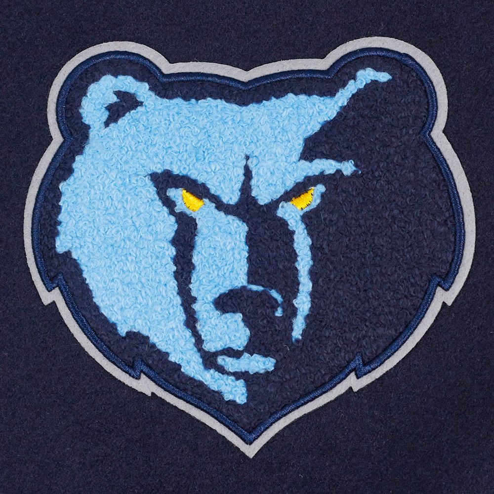 Pro Standard Women's Memphis Grizzlies Navy Script Tail Wool Varsity Jacket product image