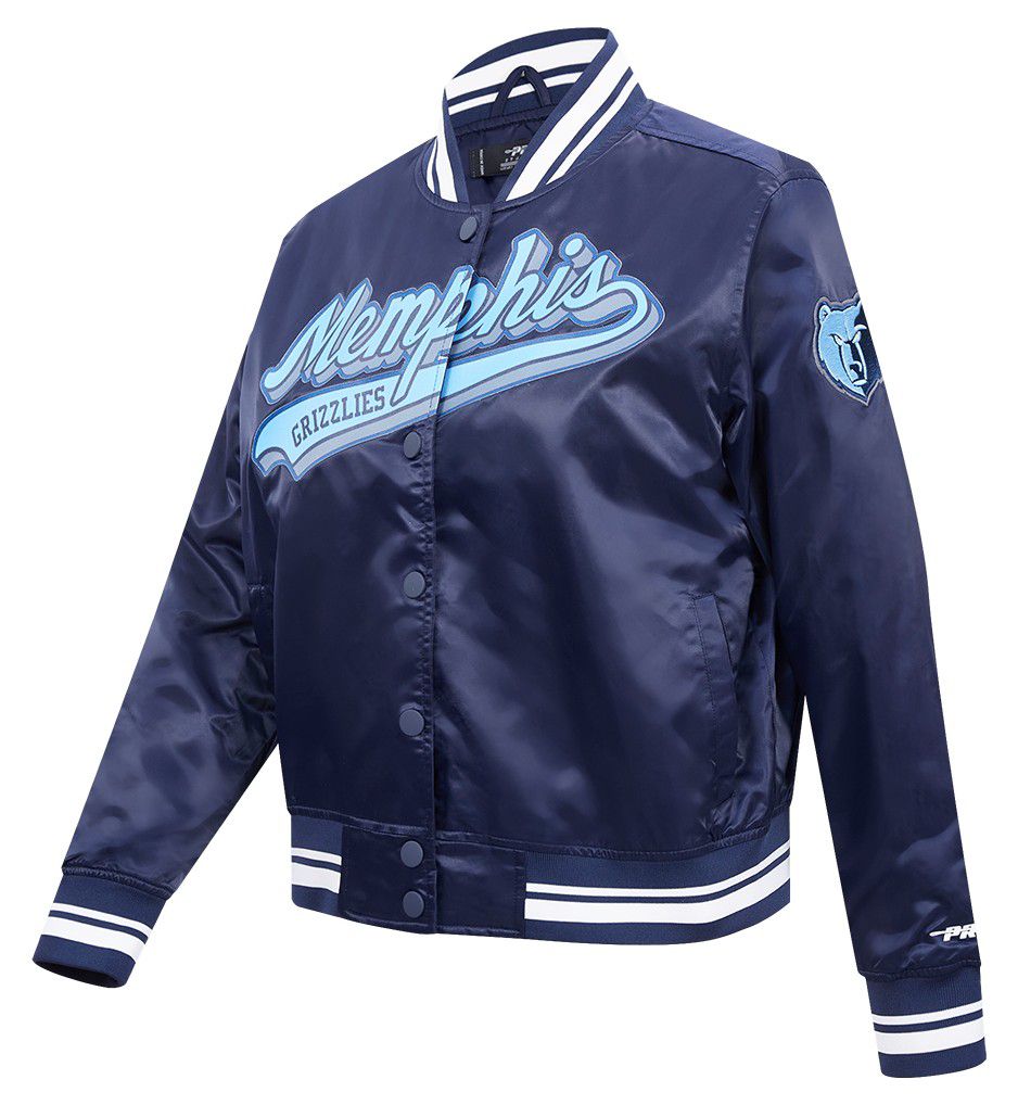 Pro Standard Women's Memphis Grizzlies Navy Script Tail Satin Jacket product image