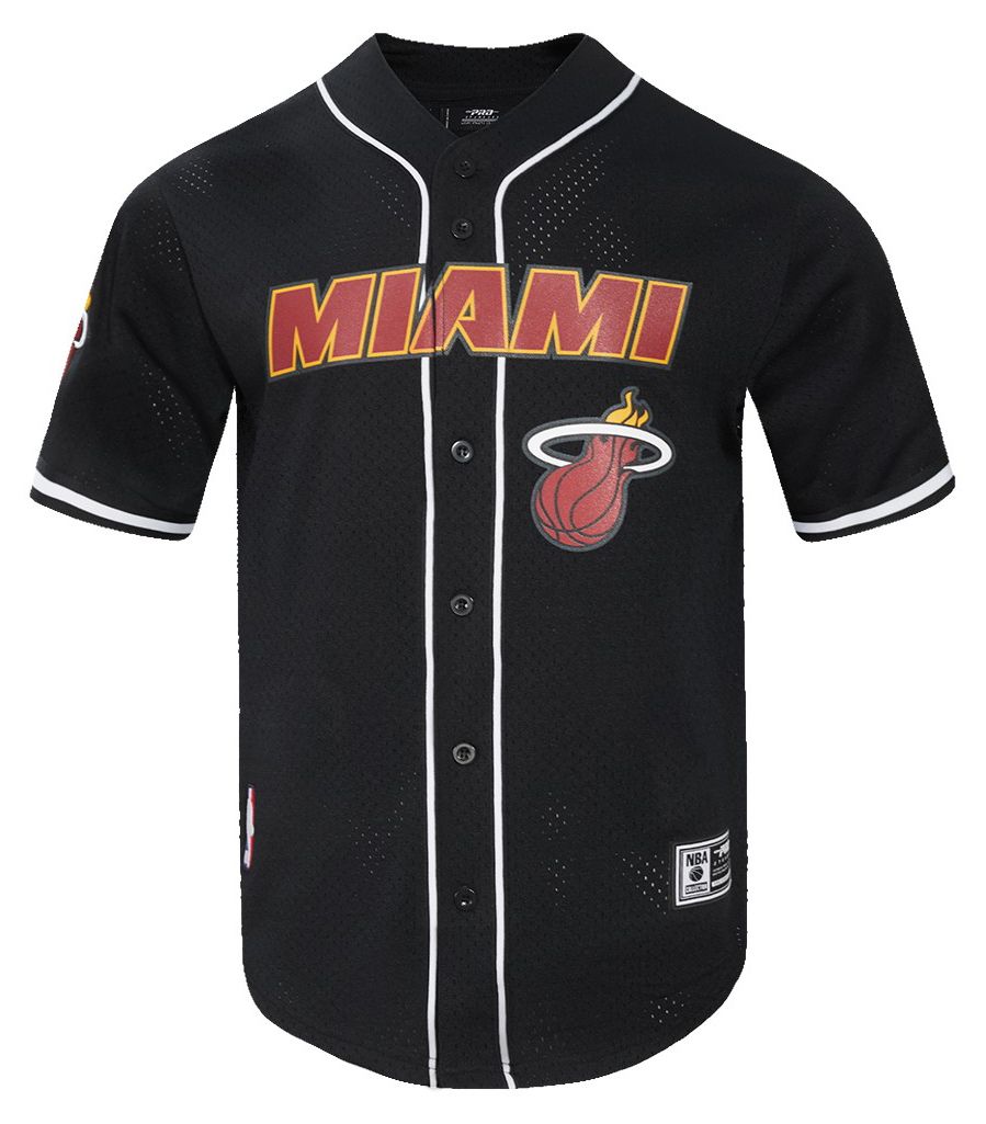 Pro Standard Men's Miami Heat Black Classic Mesh Button Down Shirt product image