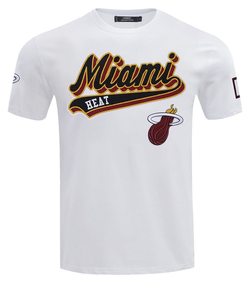 Pro Standard Men's Miami Heat White Script Tail Short Sleeve T-Shirt product image