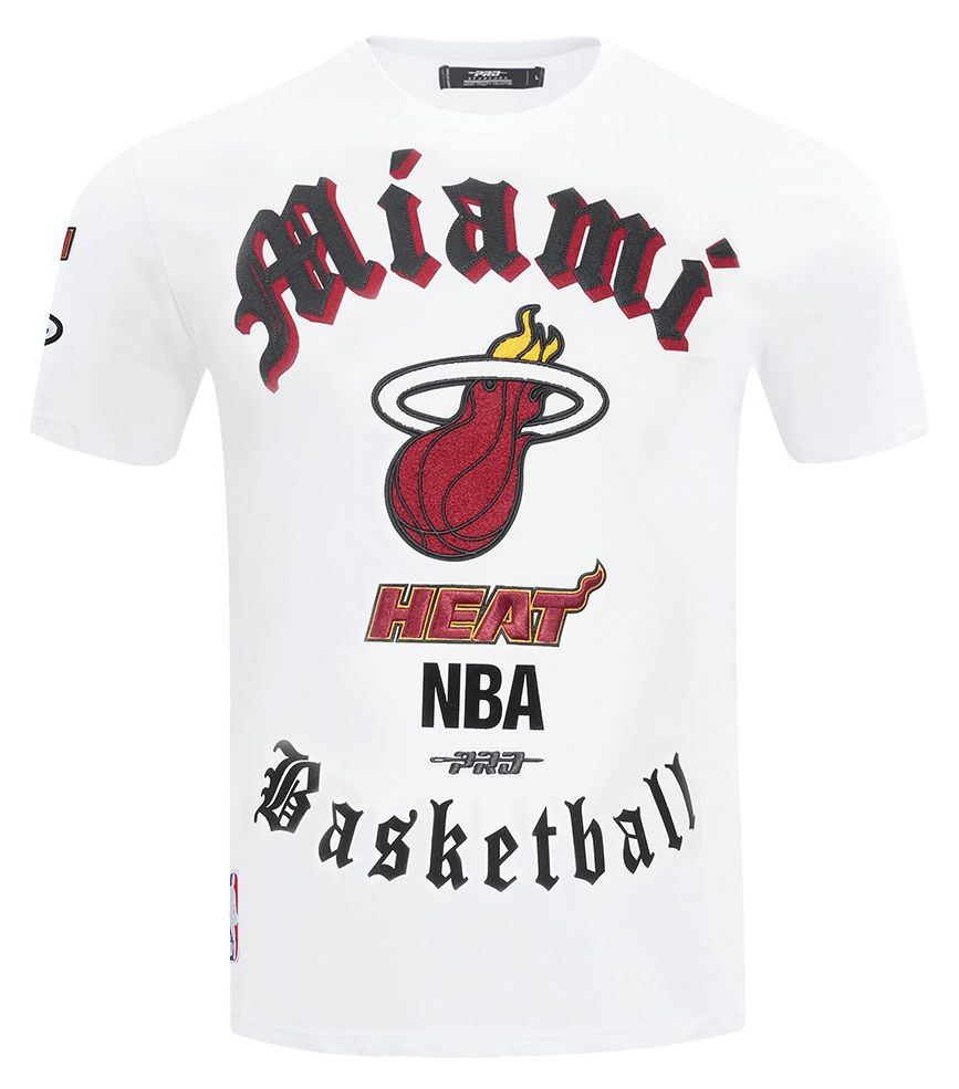 Pro Standard Men's Miami Heat White Old English Short Sleeve T-Shirt product image