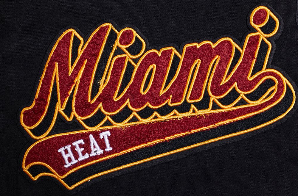 Pro Standard Men's Miami Heat Black Script Tail Fleece Shorts product image