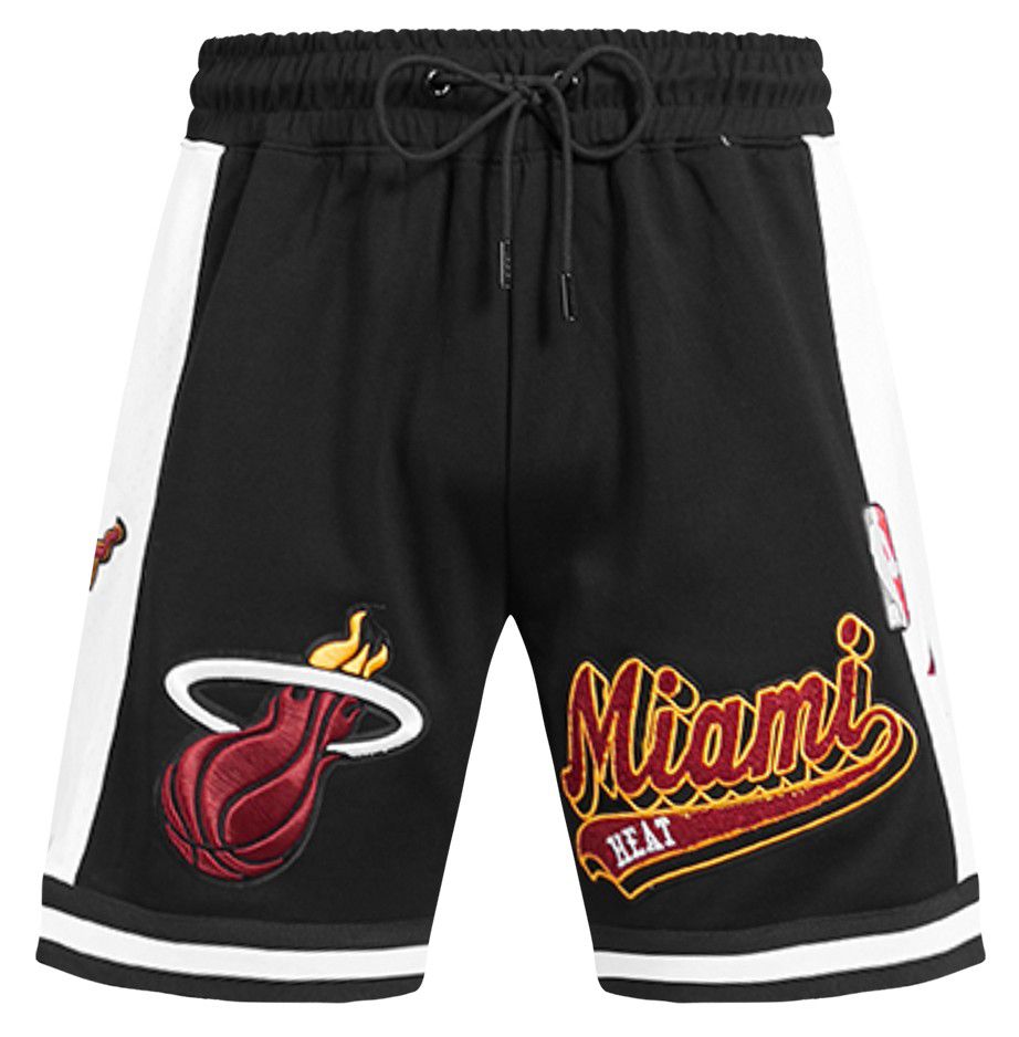 Pro Standard Men's Miami Heat Black Script Tail Fleece Shorts product image