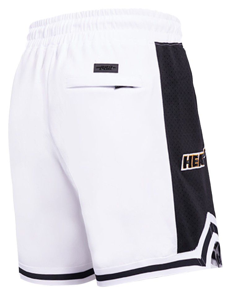 Pro Standard Men's Miami Heat White Script Tail Fleece Shorts product image