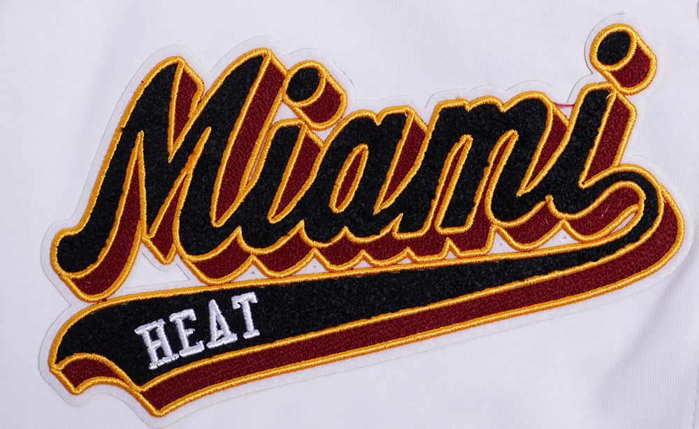 Pro Standard Men's Miami Heat White Script Tail Fleece Shorts product image