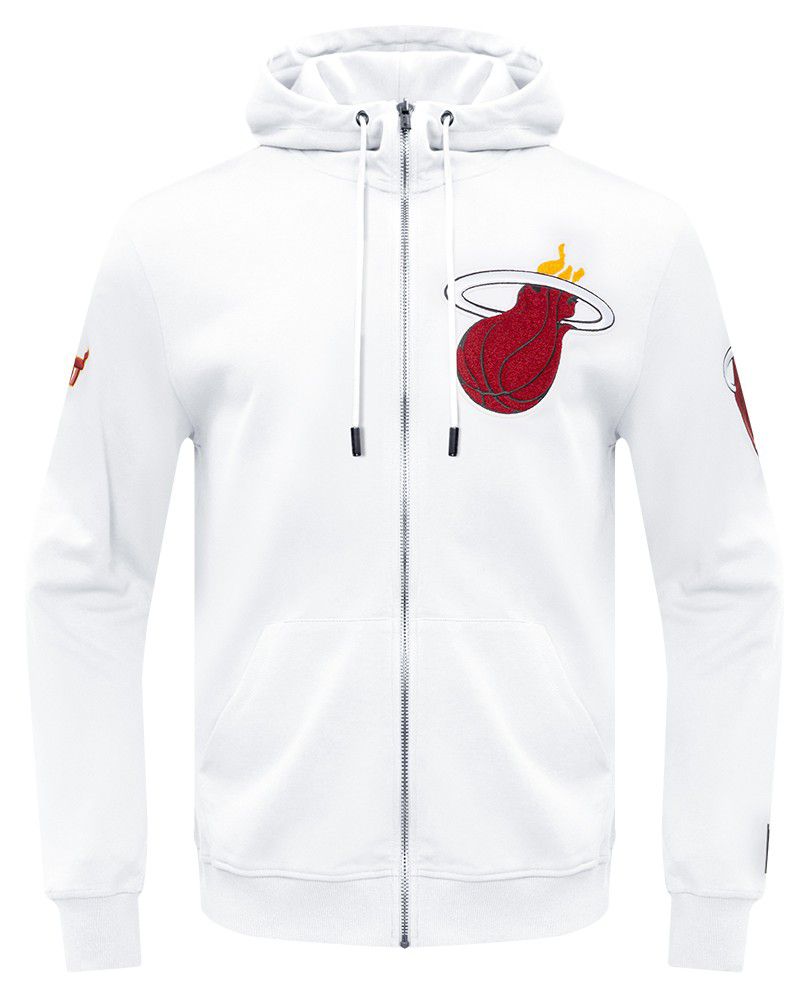 Pro Standard Men's Miami Heat White Classic Chenille Full-Zip Hoodie product image