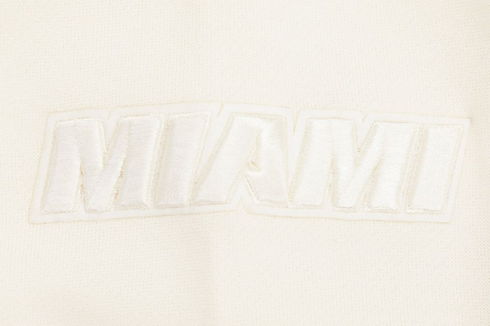 Pro Standard Men's Miami Heat Off White Neutral Drop Shoulder Fleece Hoodie product image