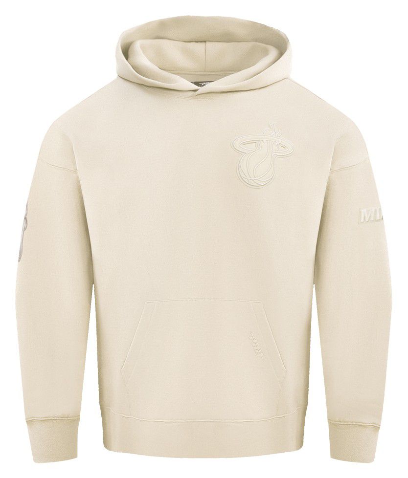 Pro Standard Men's Miami Heat Off White Neutral Drop Shoulder Fleece Hoodie product image