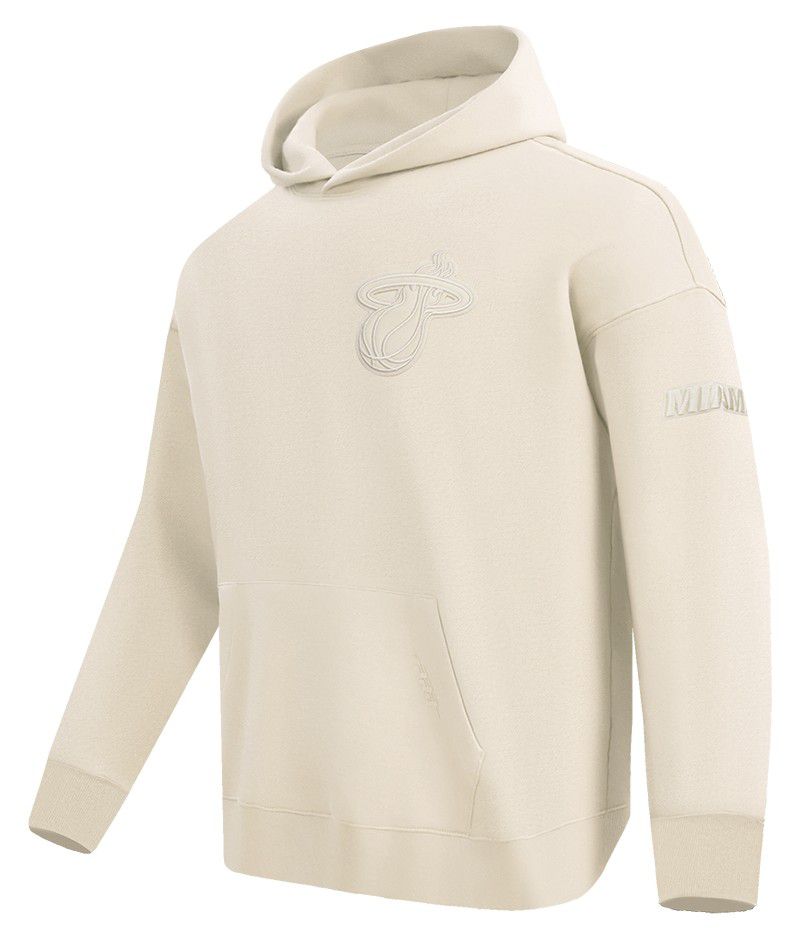 Pro Standard Men's Miami Heat Off White Neutral Drop Shoulder Fleece Hoodie product image