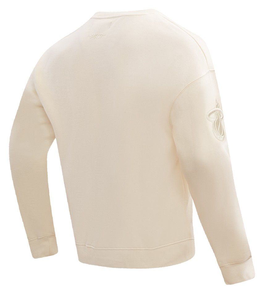 Pro Standard Men's Miami Heat Off White Neutral Drop Shoulder Fleece Crewneck Sweatshirt product image