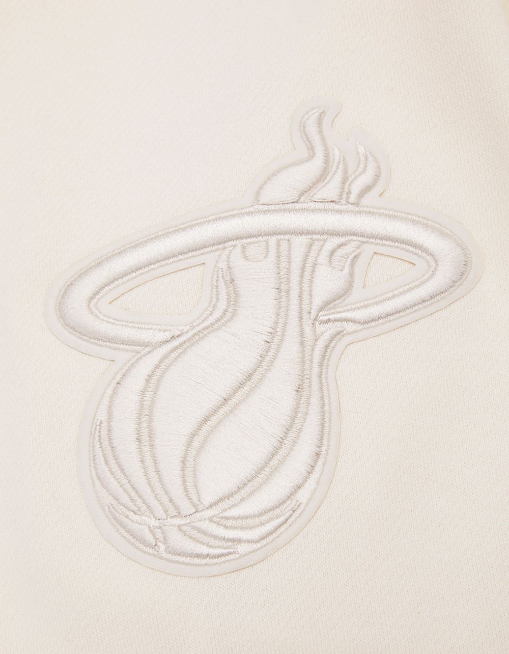 Pro Standard Men's Miami Heat Off White Neutral Drop Shoulder Fleece Crewneck Sweatshirt product image