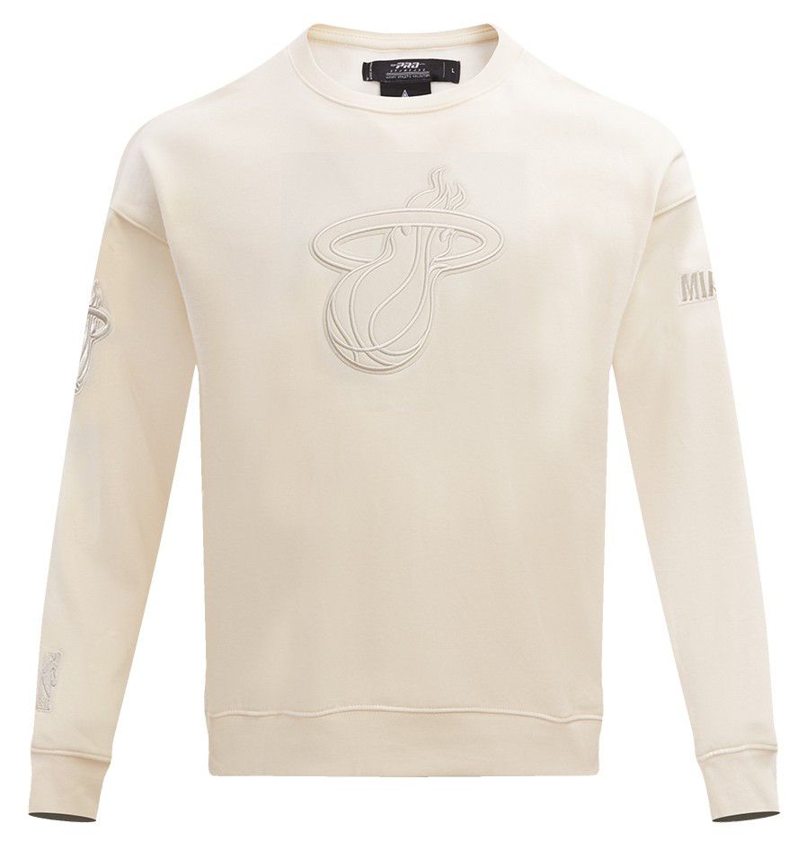 Pro Standard Men's Miami Heat Off White Neutral Drop Shoulder Fleece Crewneck Sweatshirt product image