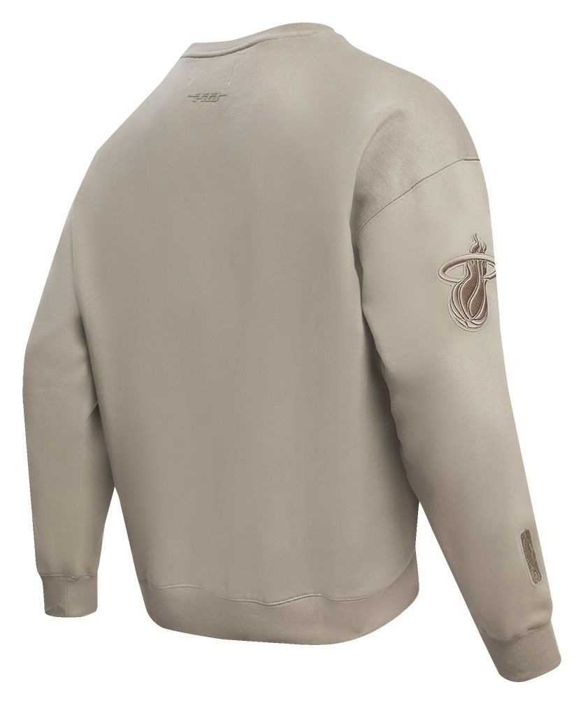 Pro Standard Men's Miami Heat Taupe Neutral Drop Shoulder Fleece Crewneck Sweatshirt product image