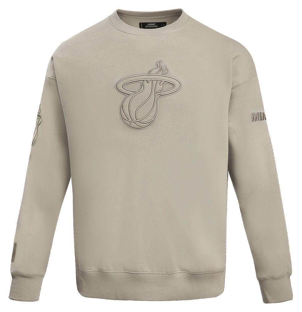 Pro Standard Men's Miami Heat Taupe Neutral Drop Shoulder Fleece Crewneck Sweatshirt product image