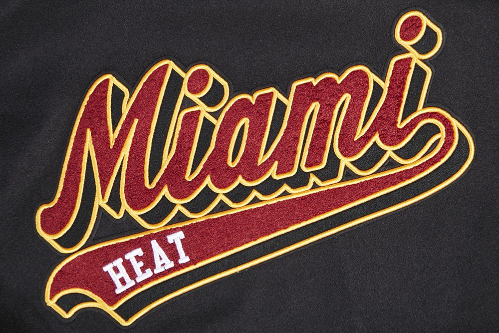 Pro Standard Men's Miami Heat Black Script Tail Rib Wool Varsity Jacket product image