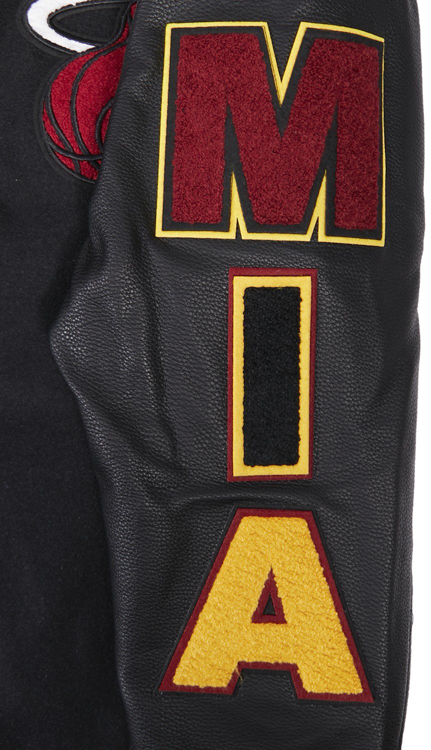 Pro Standard Men's Miami Heat Black Script Tail Rib Wool Varsity Jacket product image